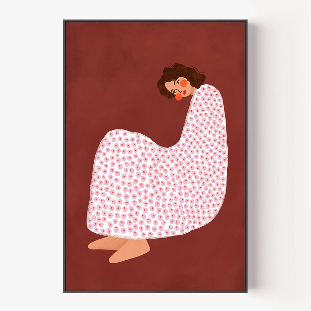 Cozy Dotted Woman-by-Bea Muller-wall-art-print-canvas-poster-framed-Gioia