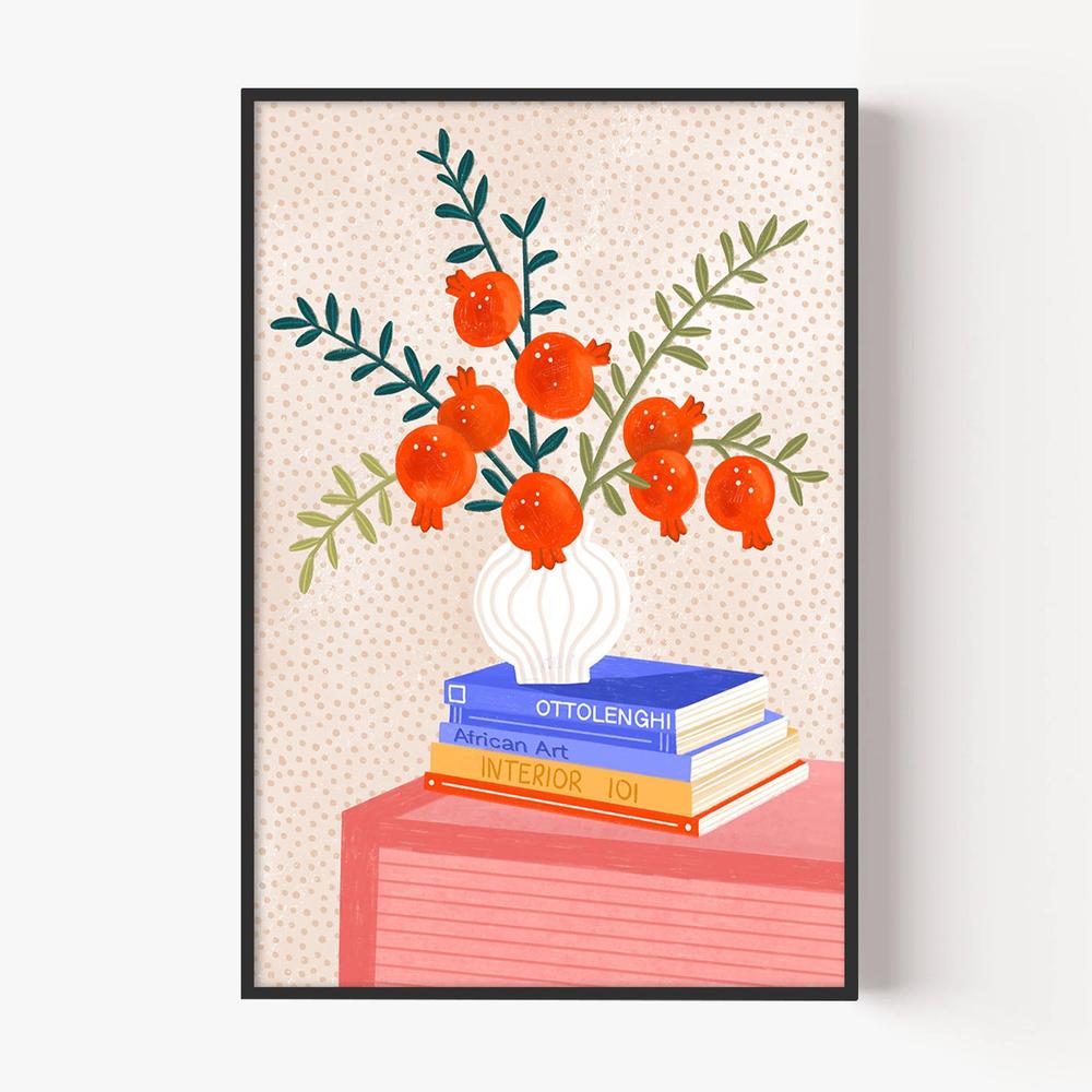 Cozy Tabletop Pomegranates-by-Bea Muller-wall-art-print-canvas-poster-framed-Gioia