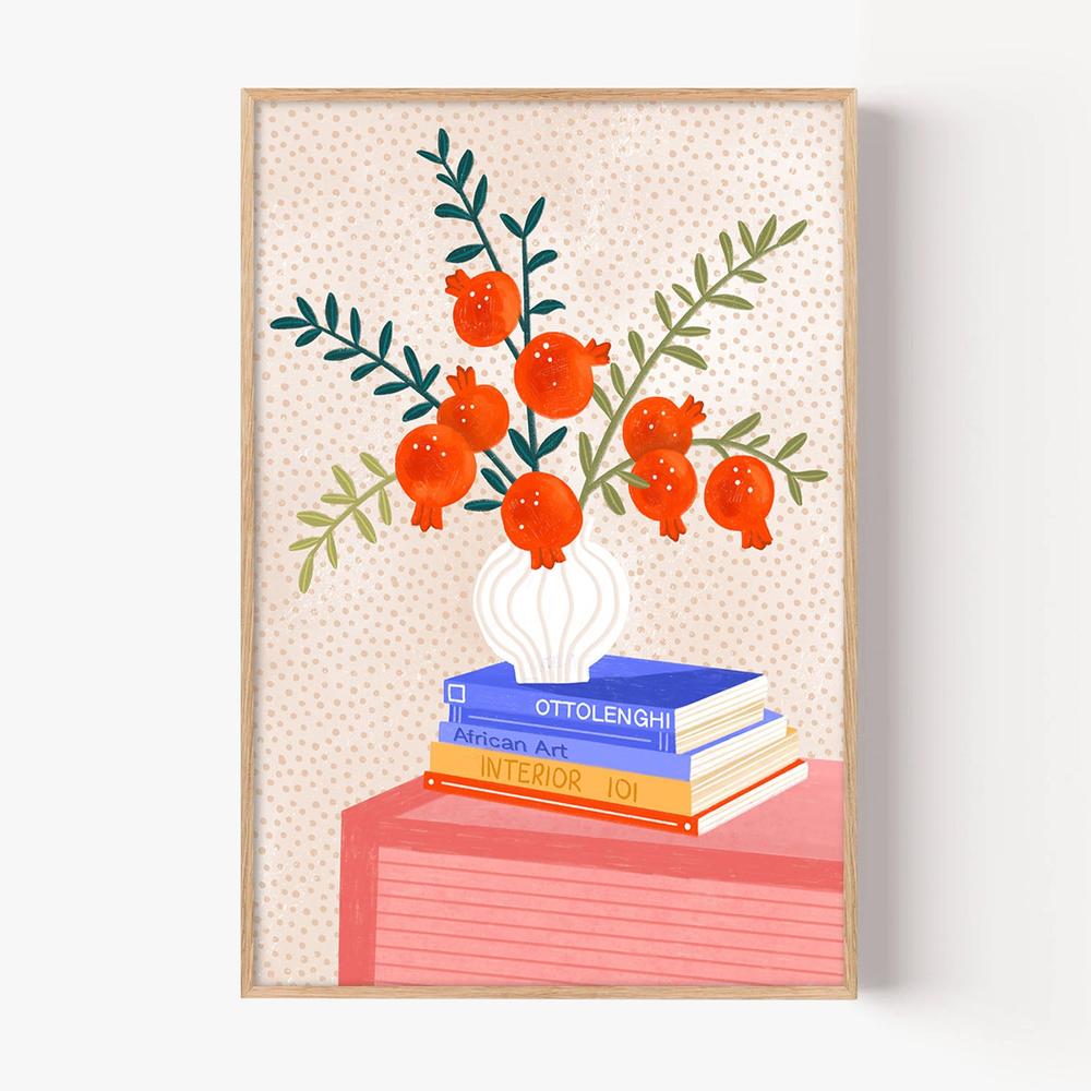 Cozy Tabletop Pomegranates-by-Bea Muller-wall-art-print-canvas-poster-framed-Gioia