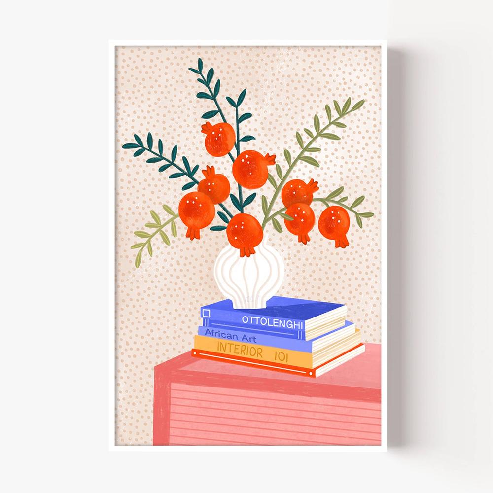 Cozy Tabletop Pomegranates-by-Bea Muller-wall-art-print-canvas-poster-framed-Gioia