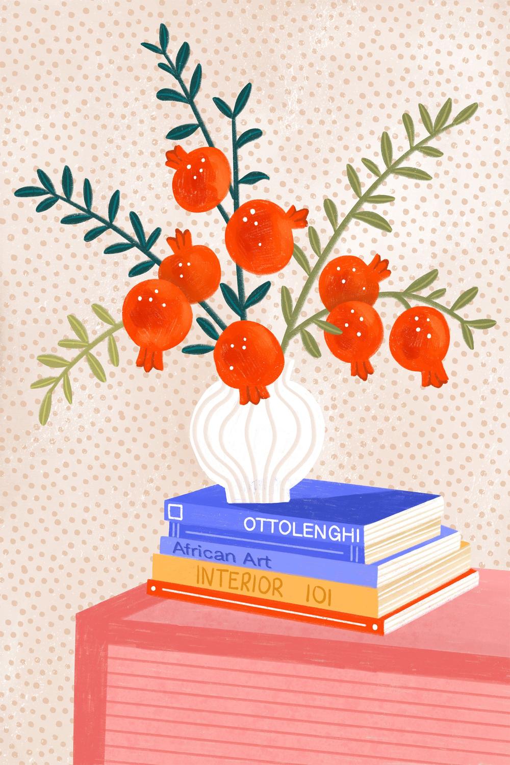 Cozy Tabletop Pomegranates-by-Bea Muller-wall-art-print-canvas-poster-framed-Gioia