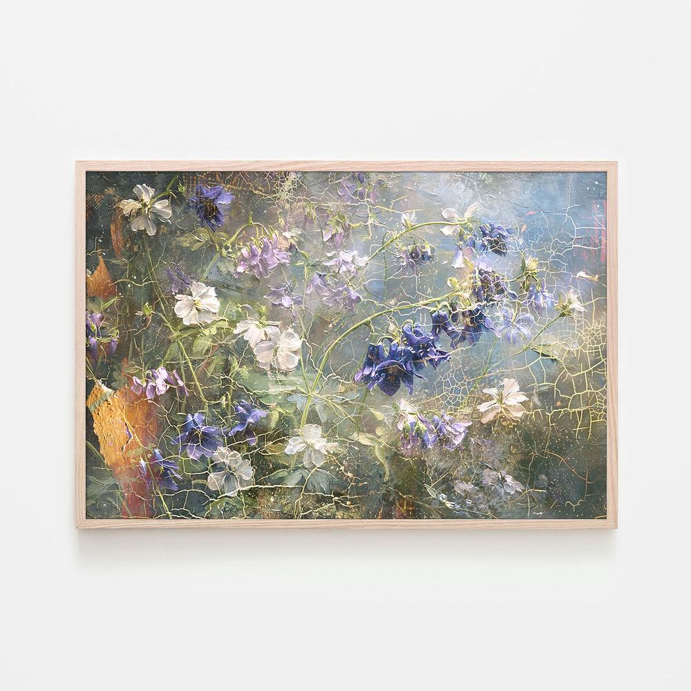 Cracked Vintage Flowers-by-Rafal Kulik-wall-art-print-canvas-poster-framed-Gioia