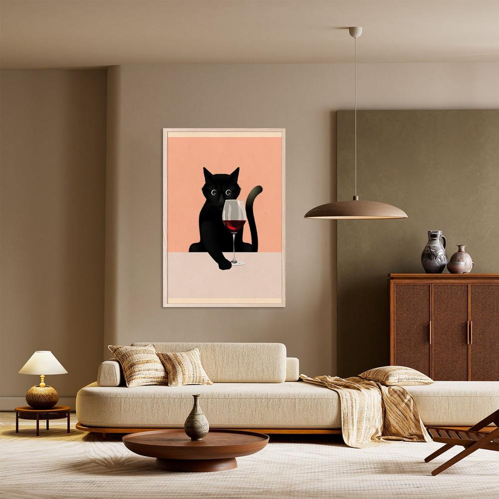 Curious Black Cat-by-WallChart Art Studio-wall-art-print-canvas-poster-framed-Gioia