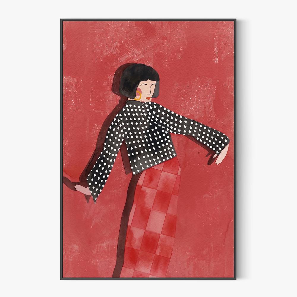 Dancing Woman Red Style-by-Essa Van Reis-wall-art-print-canvas-poster-framed-Gioia
