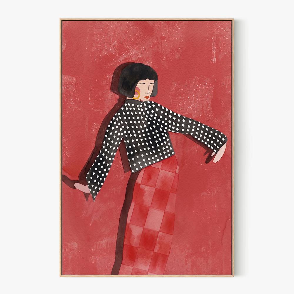 Dancing Woman Red Style-by-Essa Van Reis-wall-art-print-canvas-poster-framed-Gioia