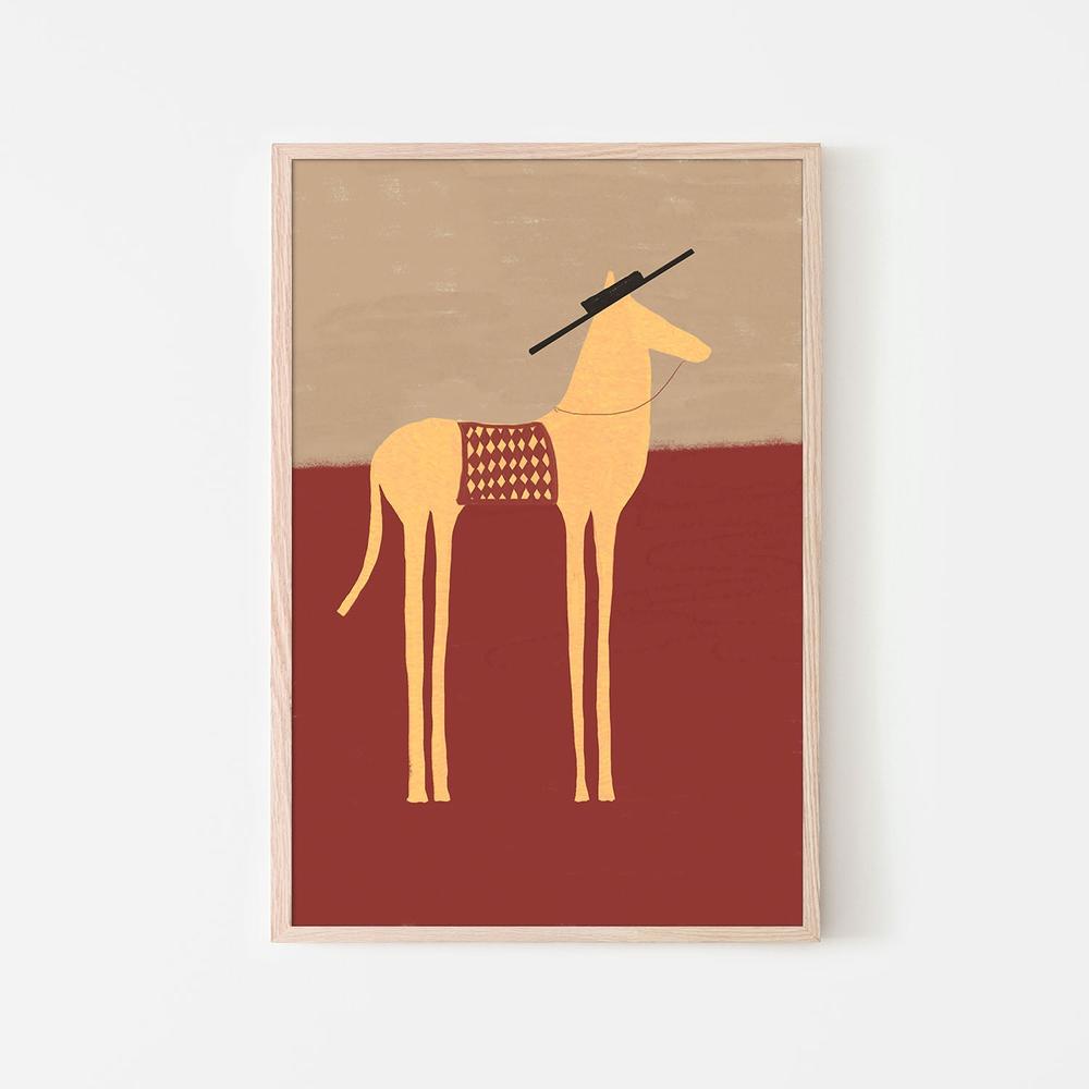 Desert Horse with Sombrero-by-The Art Concept-wall-art-print-canvas-poster-framed-Gioia