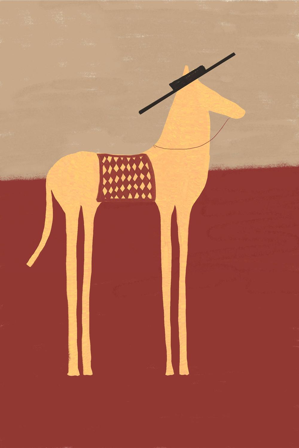 Desert Horse with Sombrero-by-The Art Concept-wall-art-print-canvas-poster-framed-Gioia