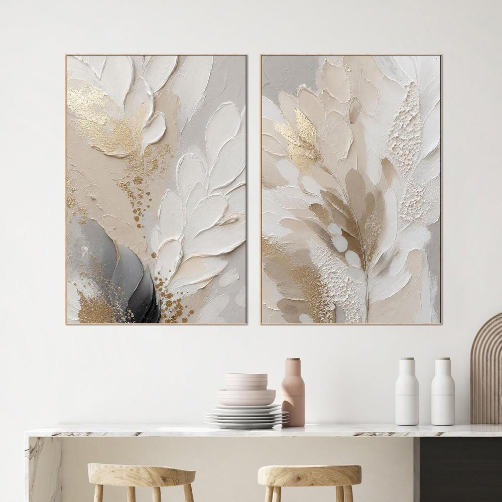 Feather Petal, Style A & B, Set Of 2-by-Bella Eve-wall-art-print-canvas-poster-framed-Gioia