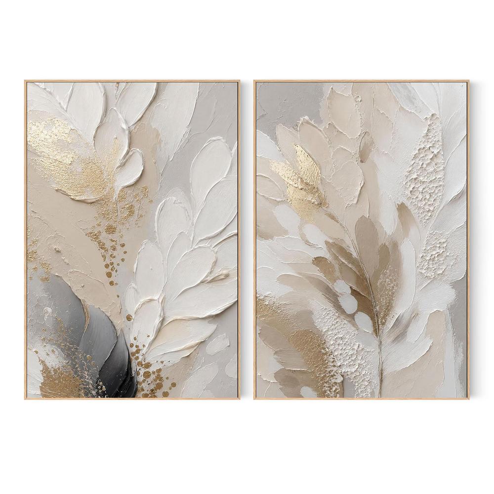 Feather Petal, Style A & B, Set Of 2-by-Bella Eve-wall-art-print-canvas-poster-framed-Gioia