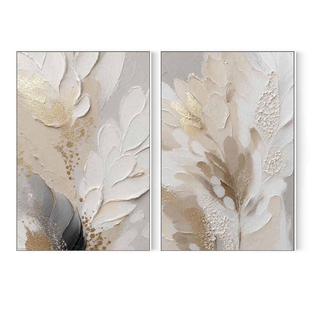 Feather Petal, Style A & B, Set Of 2-by-Bella Eve-wall-art-print-canvas-poster-framed-Gioia