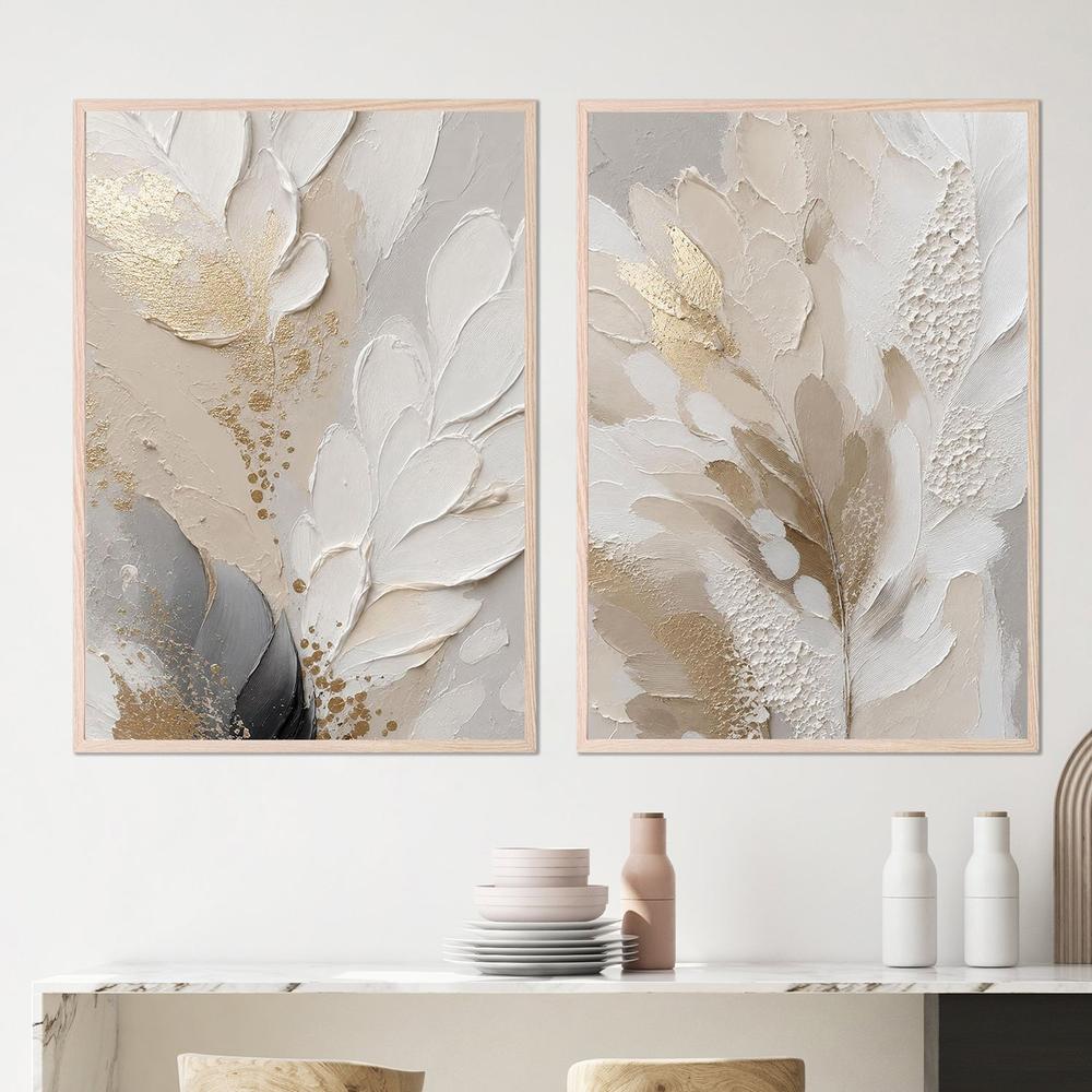 Feather Petal, Style A & B, Set Of 2-by-Bella Eve-wall-art-print-canvas-poster-framed-Gioia