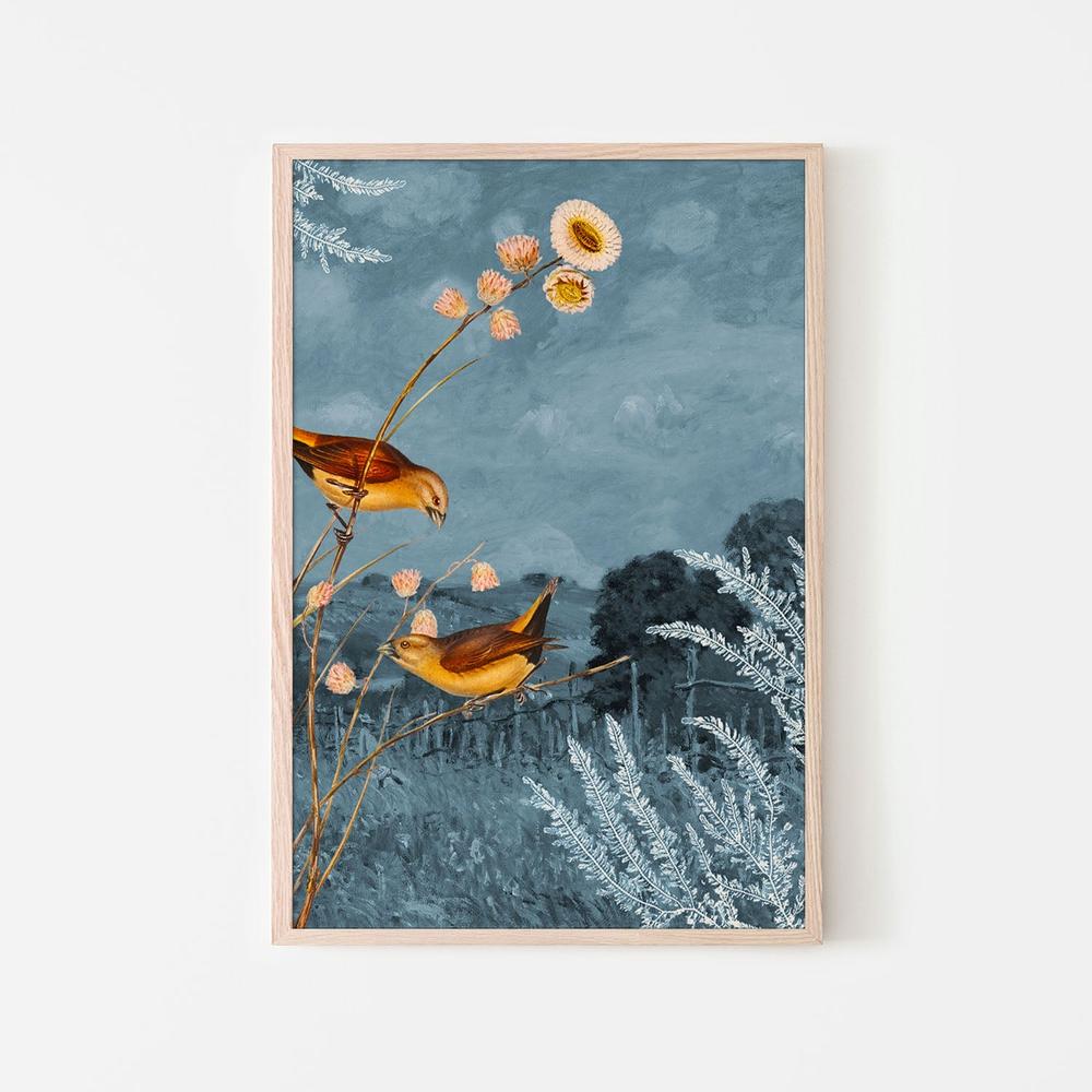 wall-art-print-canvas-poster-framed-Field Birds Blue Sky-6