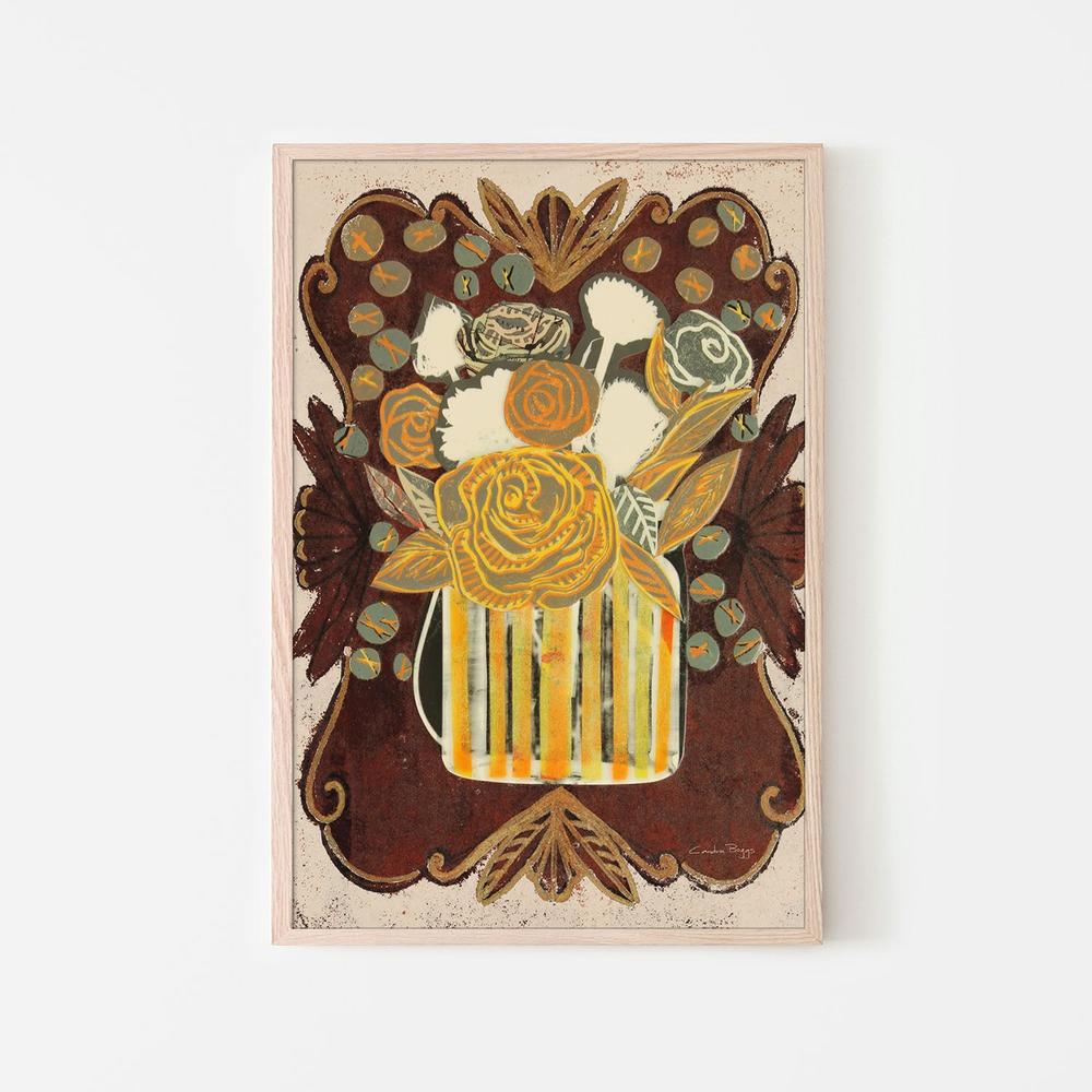 Floral Fling, Style B, Cream-by-Candra Boggs-wall-art-print-canvas-poster-framed-Gioia