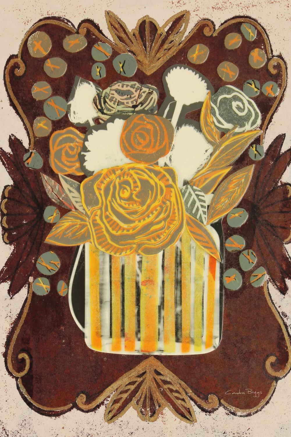 Floral Fling, Style B, Cream-by-Candra Boggs-wall-art-print-canvas-poster-framed-Gioia