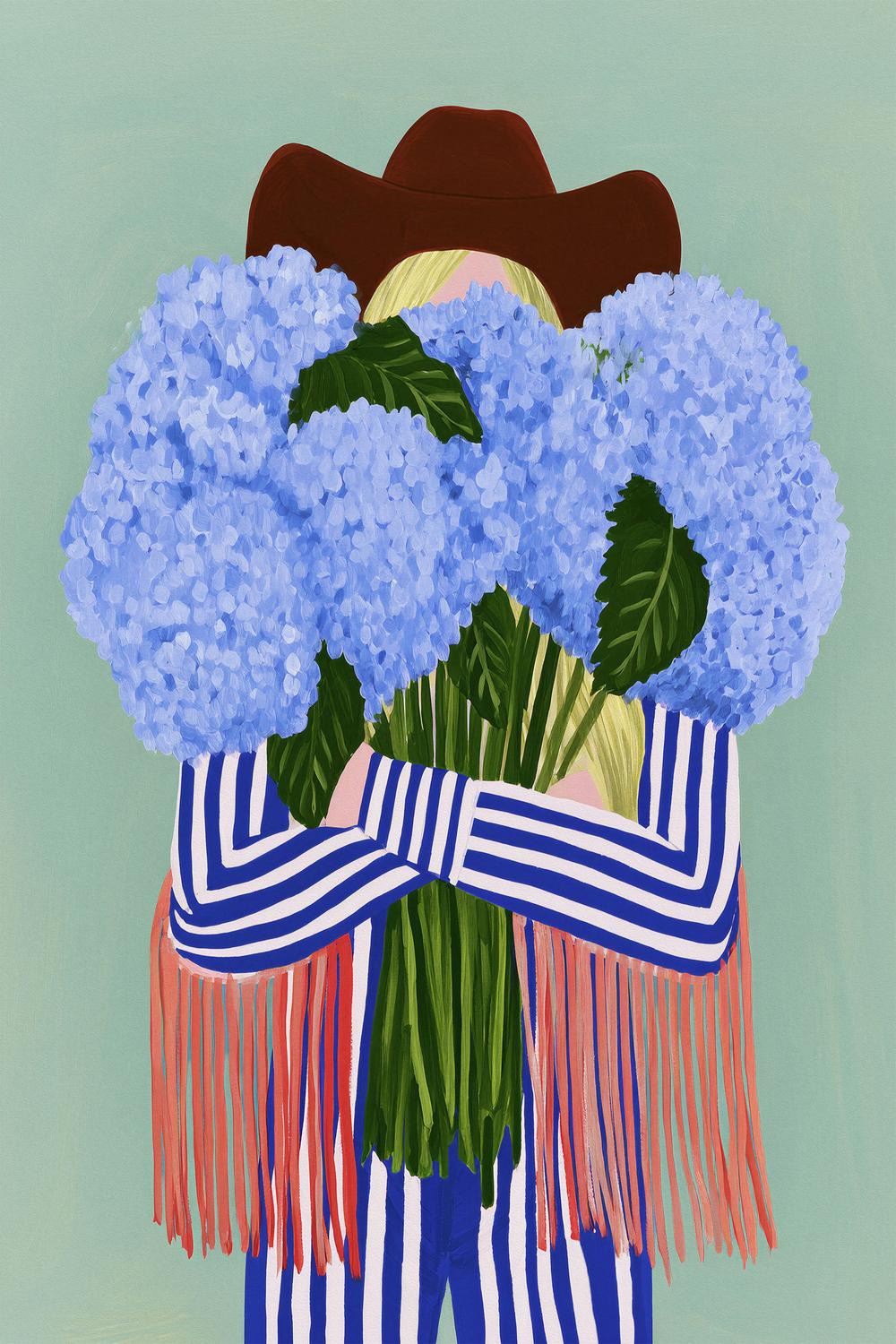 Fringe & Hydrangeas-by-Lady Hana-wall-art-print-canvas-poster-framed-Gioia