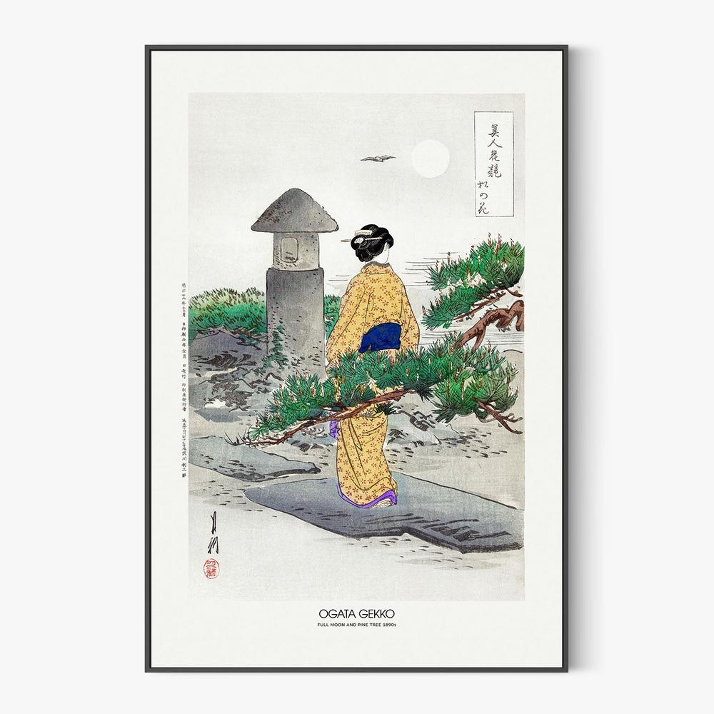 Full Moon and Pine Tree (1896)-by-Ogata Gekko-wall-art-print-canvas-poster-framed-Gioia