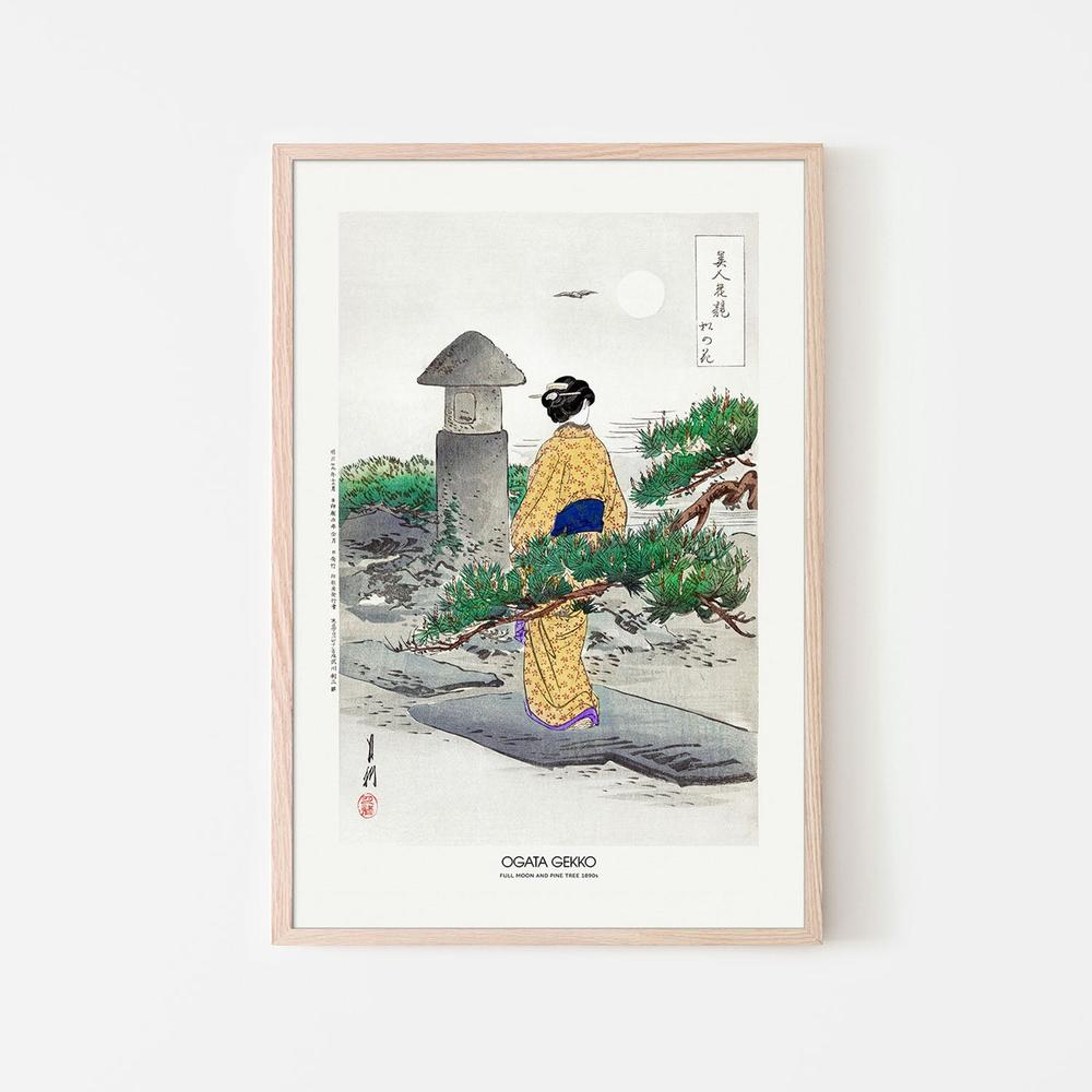 Full Moon and Pine Tree (1896)-by-Ogata Gekko-wall-art-print-canvas-poster-framed-Gioia