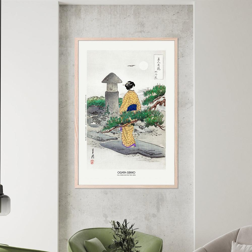 Full Moon and Pine Tree (1896)-by-Ogata Gekko-wall-art-print-canvas-poster-framed-Gioia
