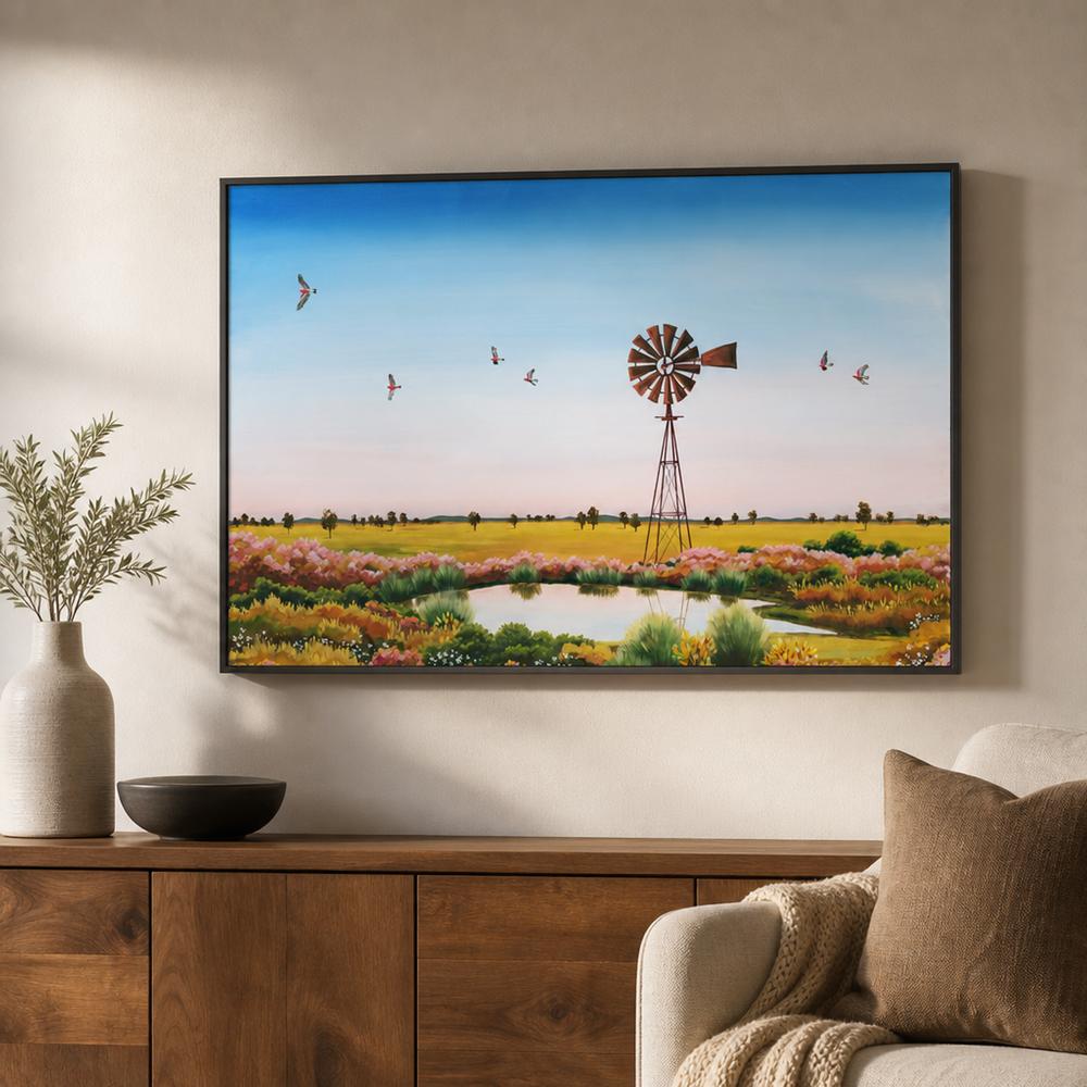 Galahs on Dusk-by-Meg Frances-wall-art-print-canvas-poster-framed-Gioia