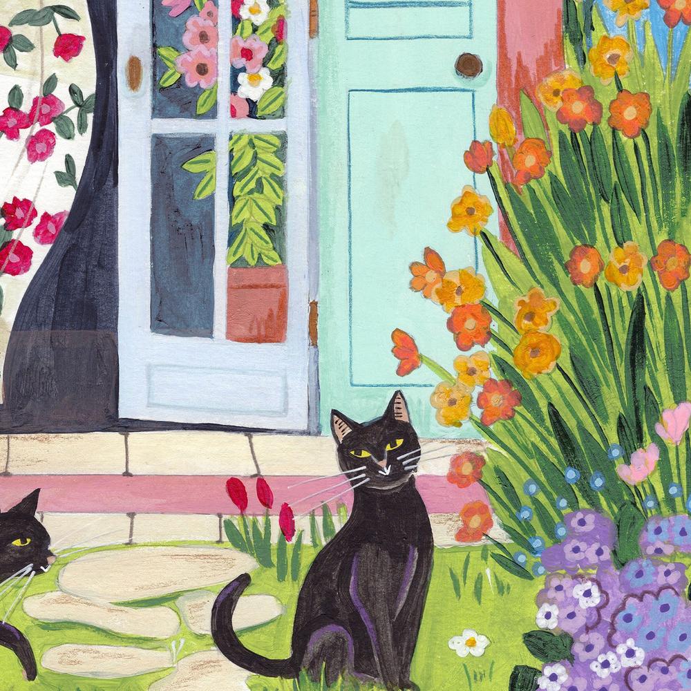 Garden Cats by the Sea-by-Caroline Bonne Muller-wall-art-print-canvas-poster-framed-Gioia