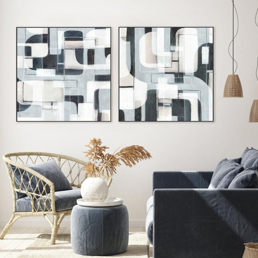 Geometric Balance in Monochrome Harmony, Style A & B, Set Of 2-by-Emma Peal-wall-art-print-canvas-poster-framed-Gioia
