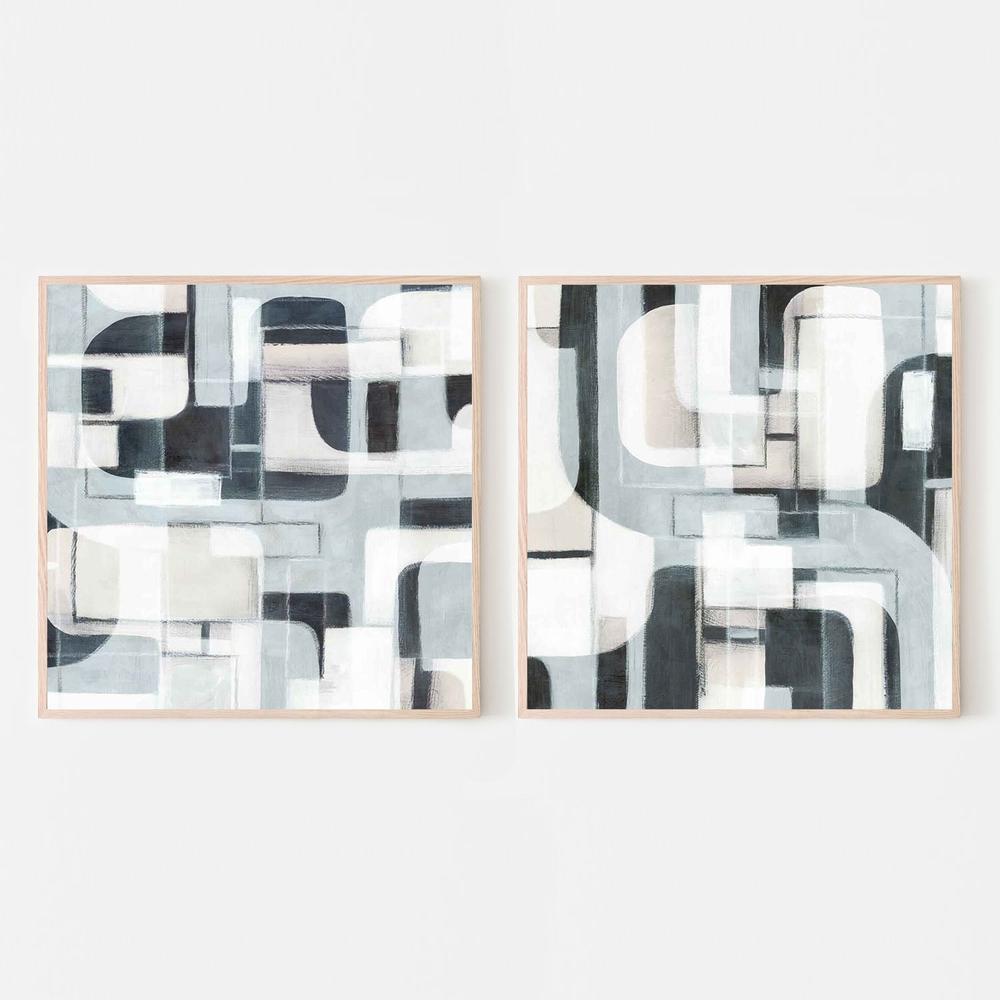 Geometric Balance in Monochrome Harmony, Style A & B, Set Of 2-by-Emma Peal-wall-art-print-canvas-poster-framed-Gioia