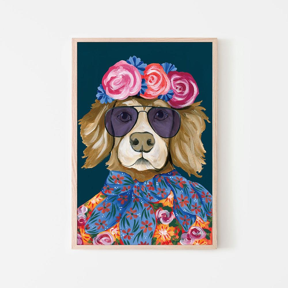 Glitzy Golden Retriever-by-Yvette St. Amant-wall-art-print-canvas-poster-framed-Gioia