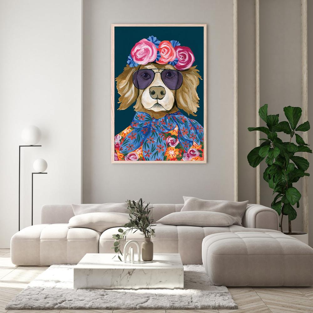 Glitzy Golden Retriever-by-Yvette St. Amant-wall-art-print-canvas-poster-framed-Gioia