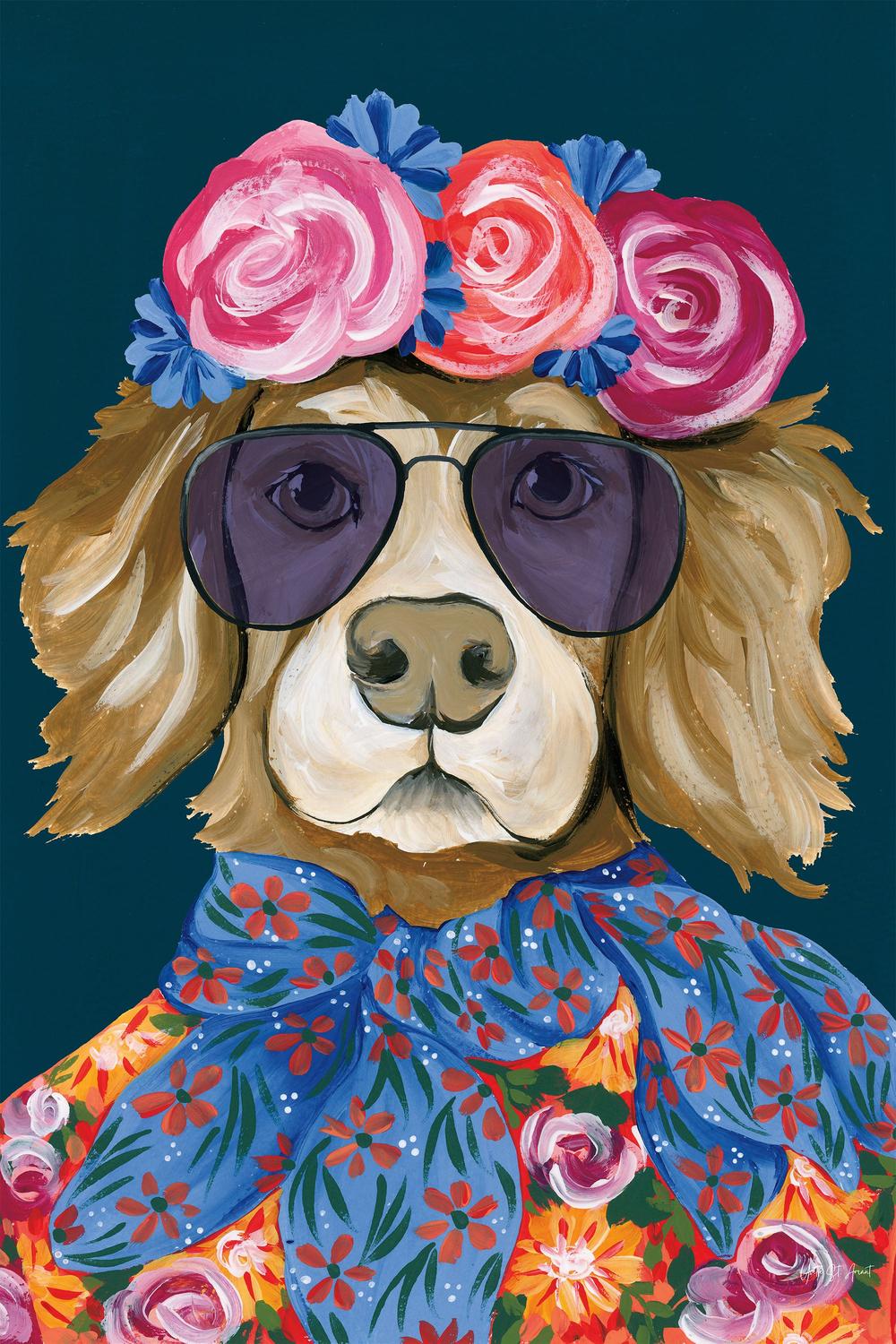 Glitzy Golden Retriever-by-Yvette St. Amant-wall-art-print-canvas-poster-framed-Gioia