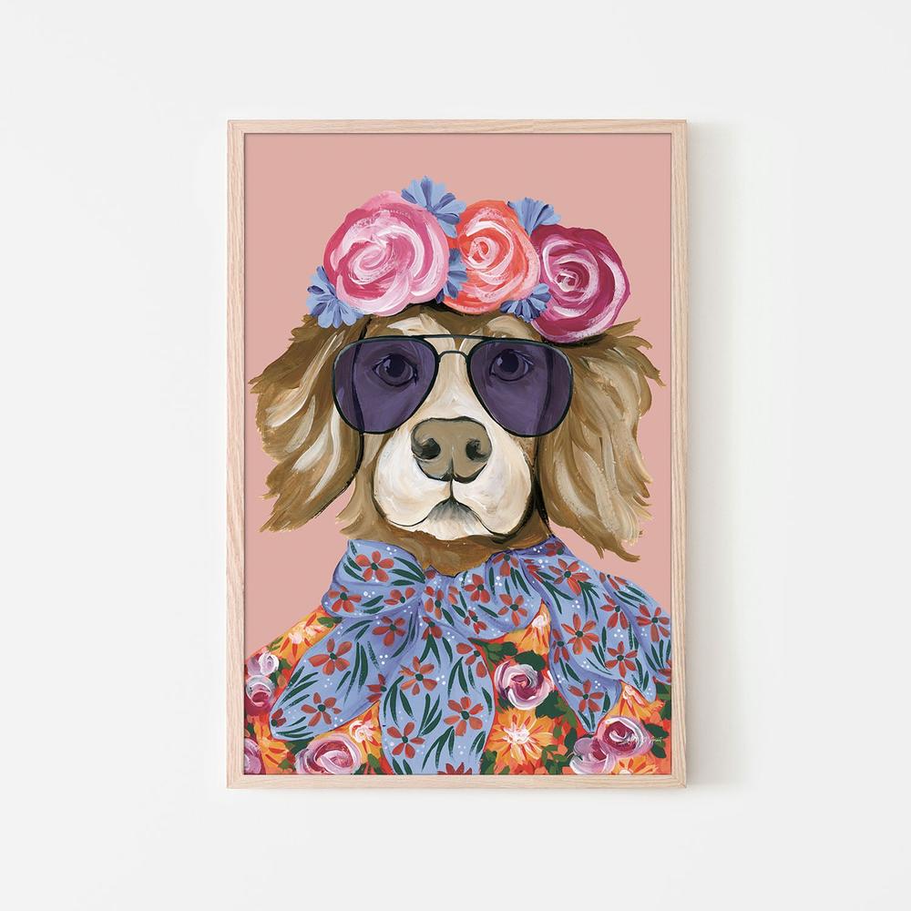 Glitzy Golden Retriever v2-by-Yvette St. Amant-wall-art-print-canvas-poster-framed-Gioia