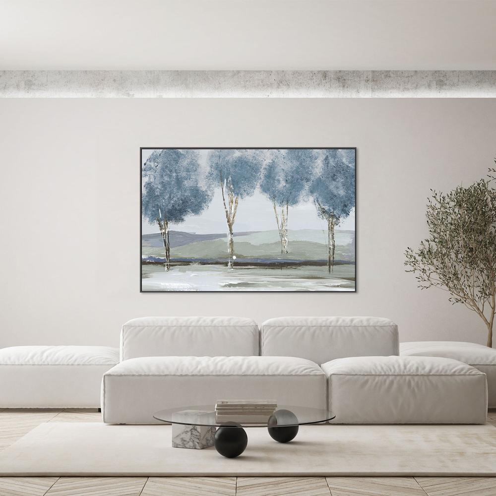 Golden Birch Tree Forest Blue Version-by-Lera-wall-art-print-canvas-poster-framed-Gioia