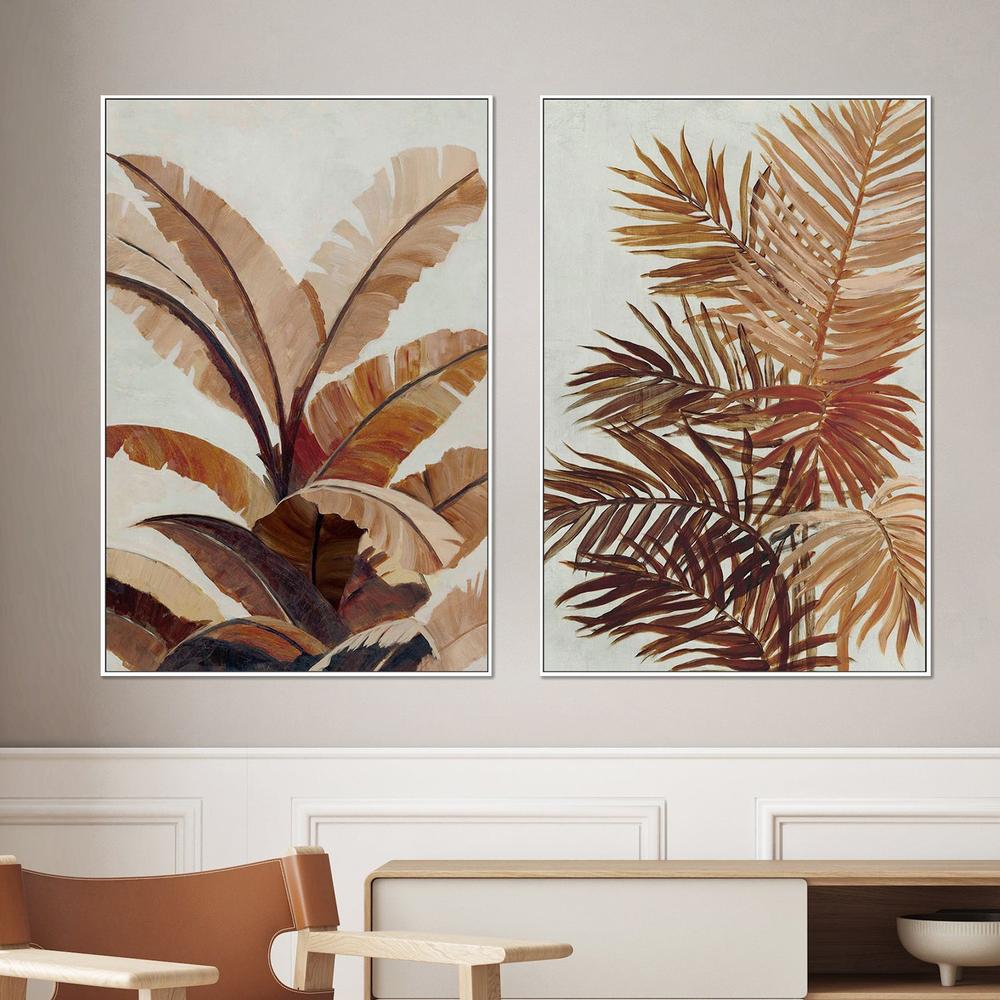 Golden Palms & Golden Banana Leaf, Set Of 2-by-Jacob Q-wall-art-print-canvas-poster-framed-Gioia