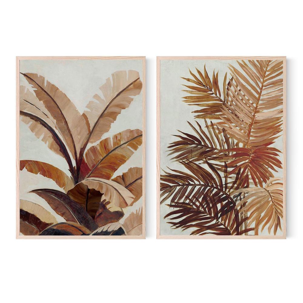 Golden Palms & Golden Banana Leaf, Set Of 2-by-Jacob Q-wall-art-print-canvas-poster-framed-Gioia