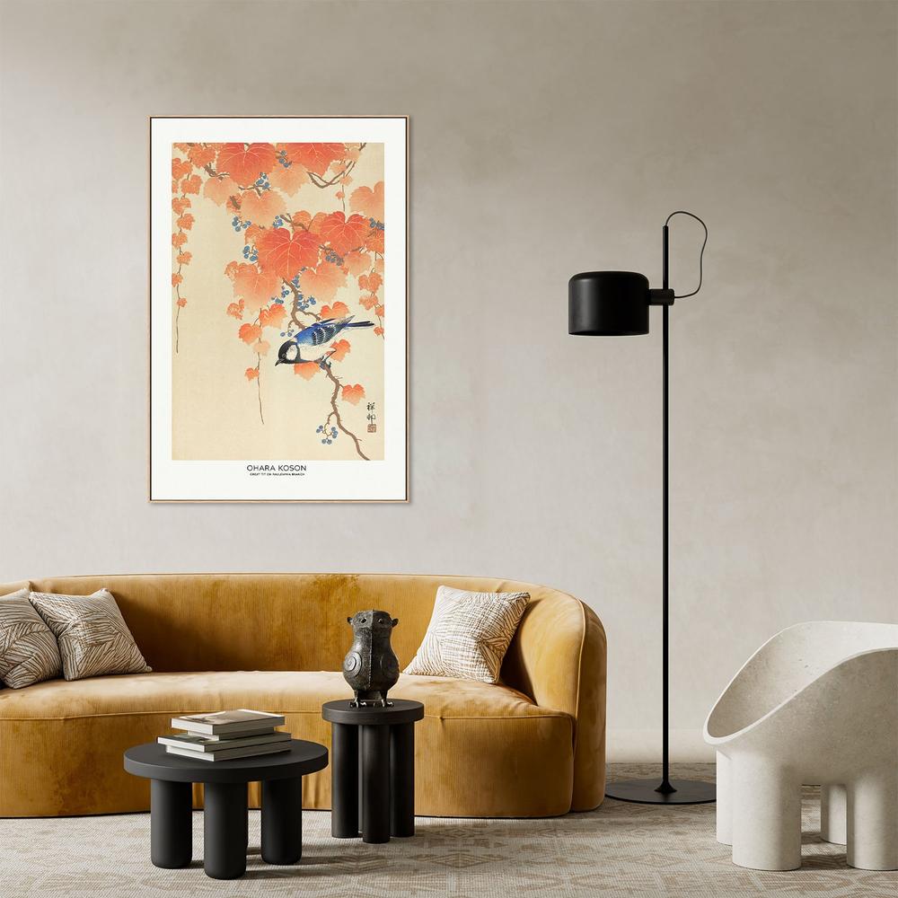 Great Tit On Paulownia Branch-by-Ohara Koson-wall-art-print-canvas-poster-framed-Gioia