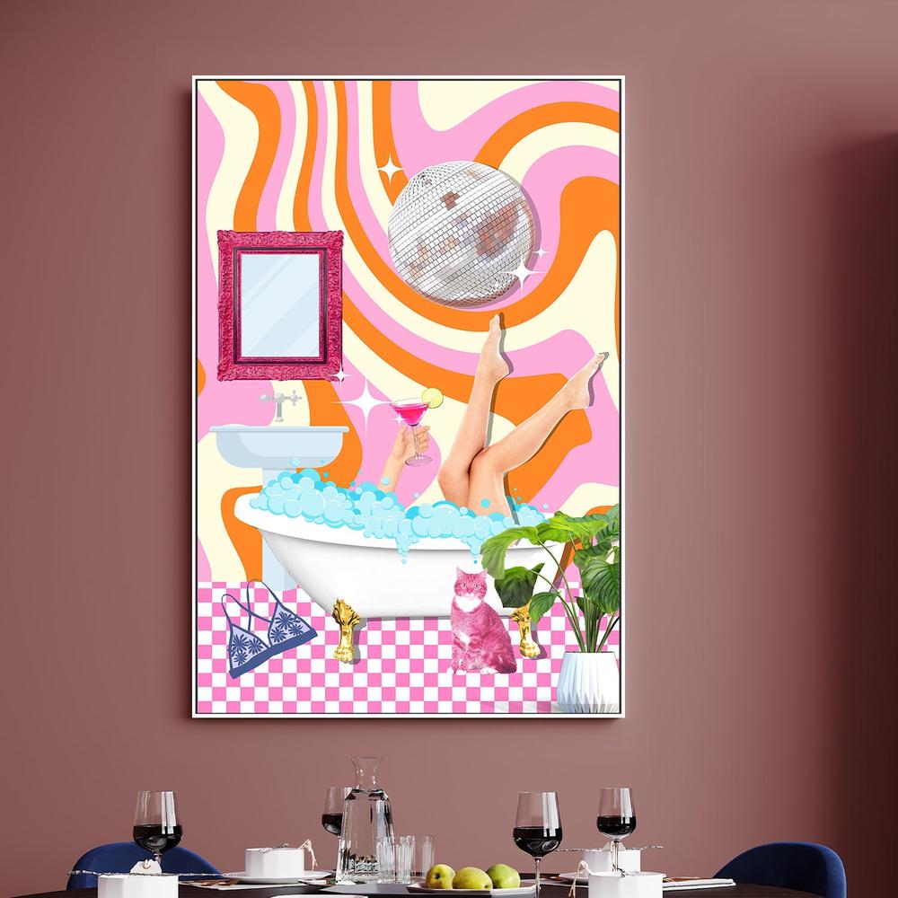Groovy Bathtub Bliss-by-Athene Fritsch-wall-art-print-canvas-poster-framed-Gioia
