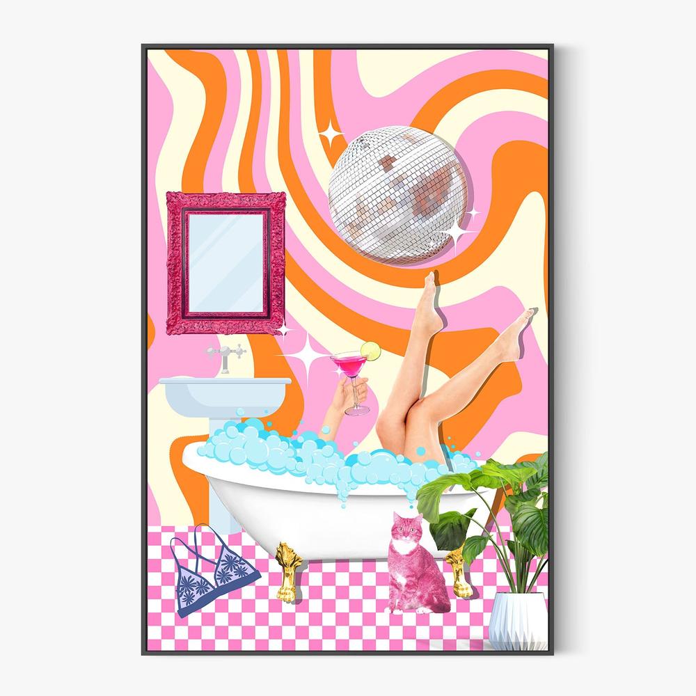 Groovy Bathtub Bliss-by-Athene Fritsch-wall-art-print-canvas-poster-framed-Gioia