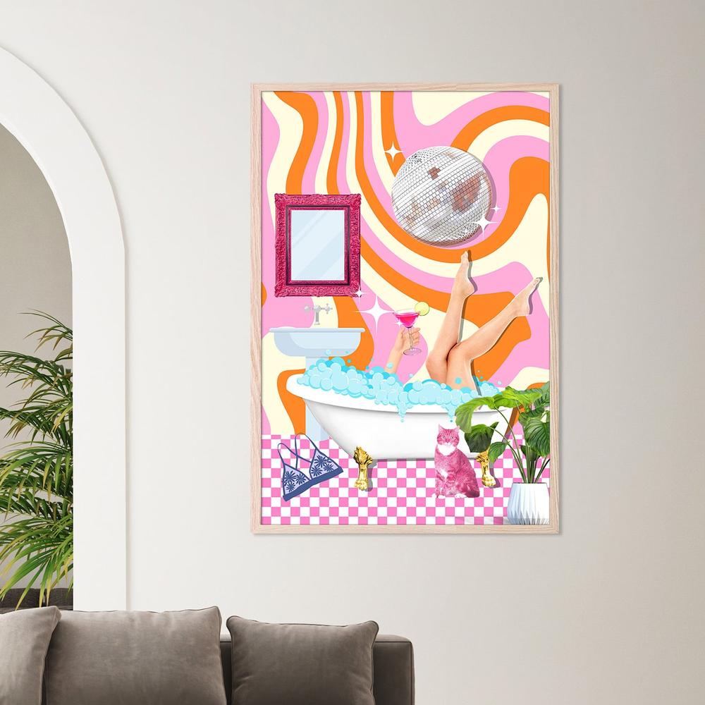 Groovy Bathtub Bliss-by-Athene Fritsch-wall-art-print-canvas-poster-framed-Gioia
