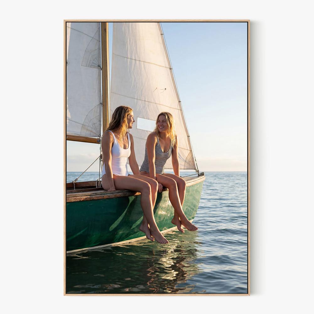 Happy Women on Sailboat-by-Andreas Magnusson-wall-art-print-canvas-poster-framed-Gioia
