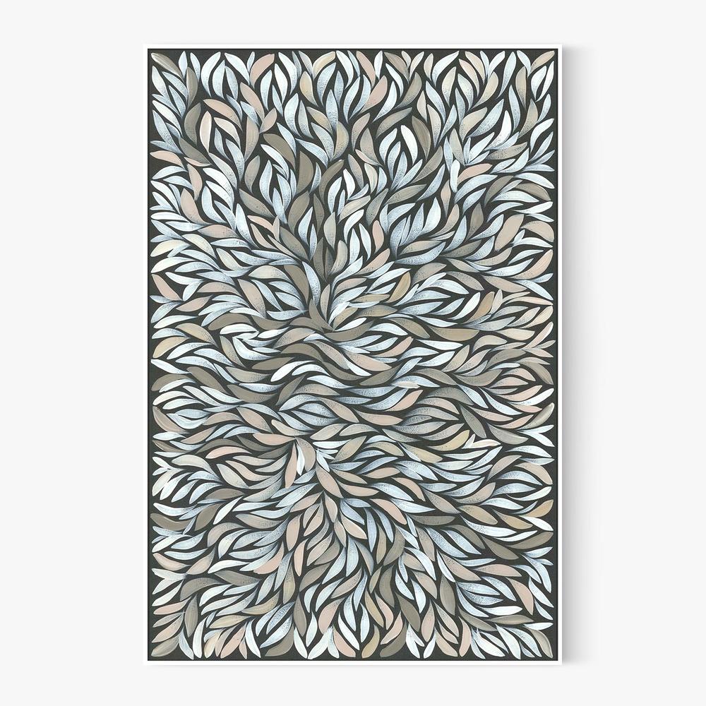 Healing Leaves Grey White-by-Emma Rigney-wall-art-print-canvas-poster-framed-Gioia