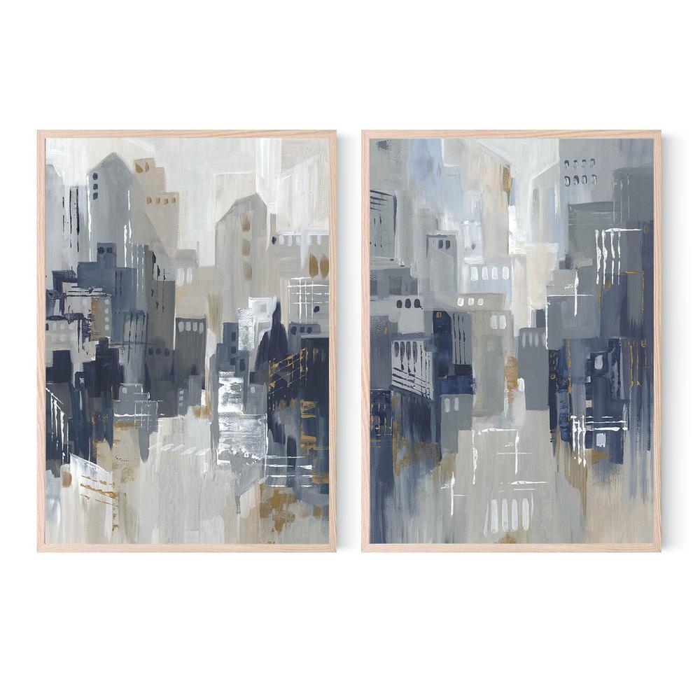 Indigo City, Style A & B, Set Of 2-by-Lera-wall-art-print-canvas-poster-framed-Gioia