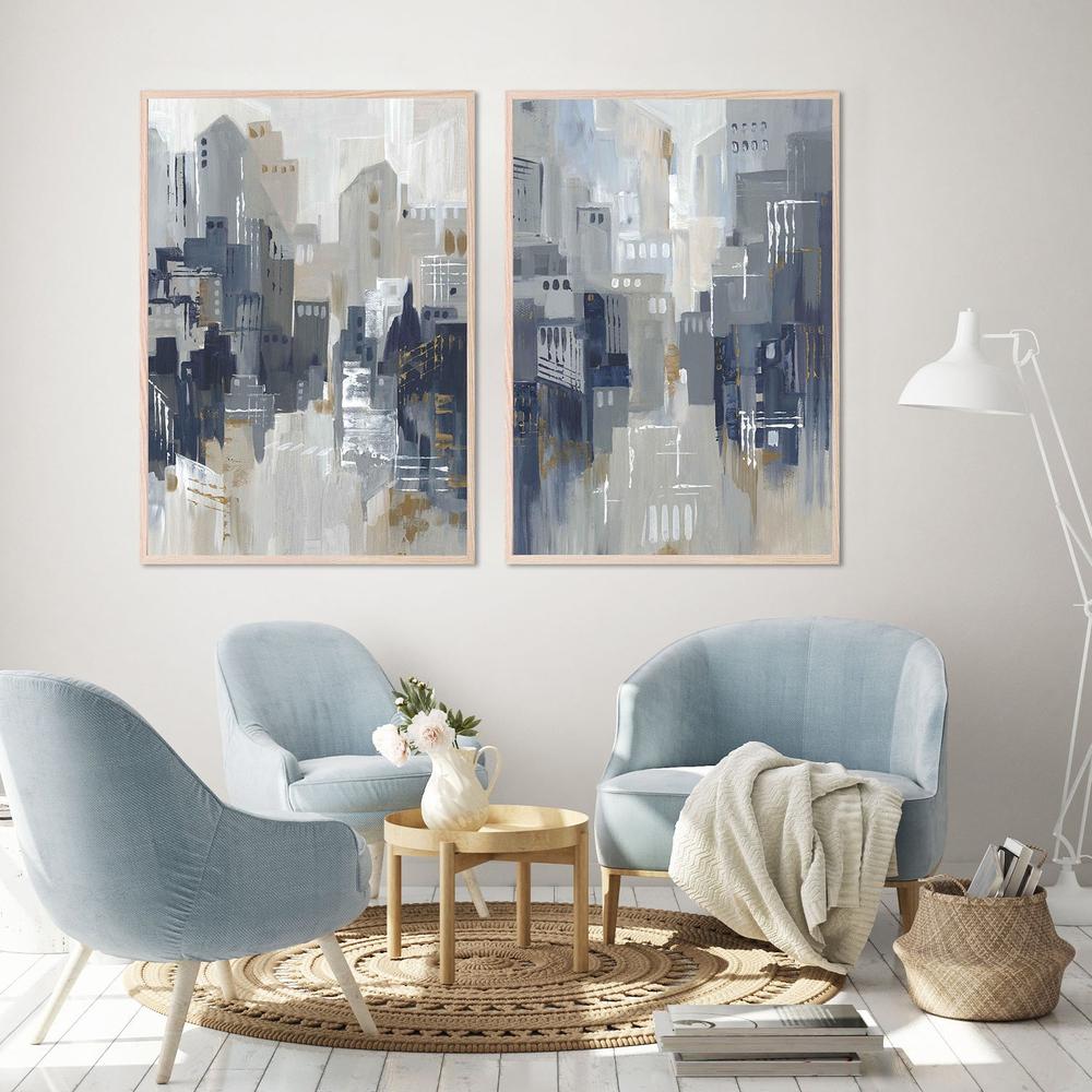 Indigo City, Style A & B, Set Of 2-by-Lera-wall-art-print-canvas-poster-framed-Gioia