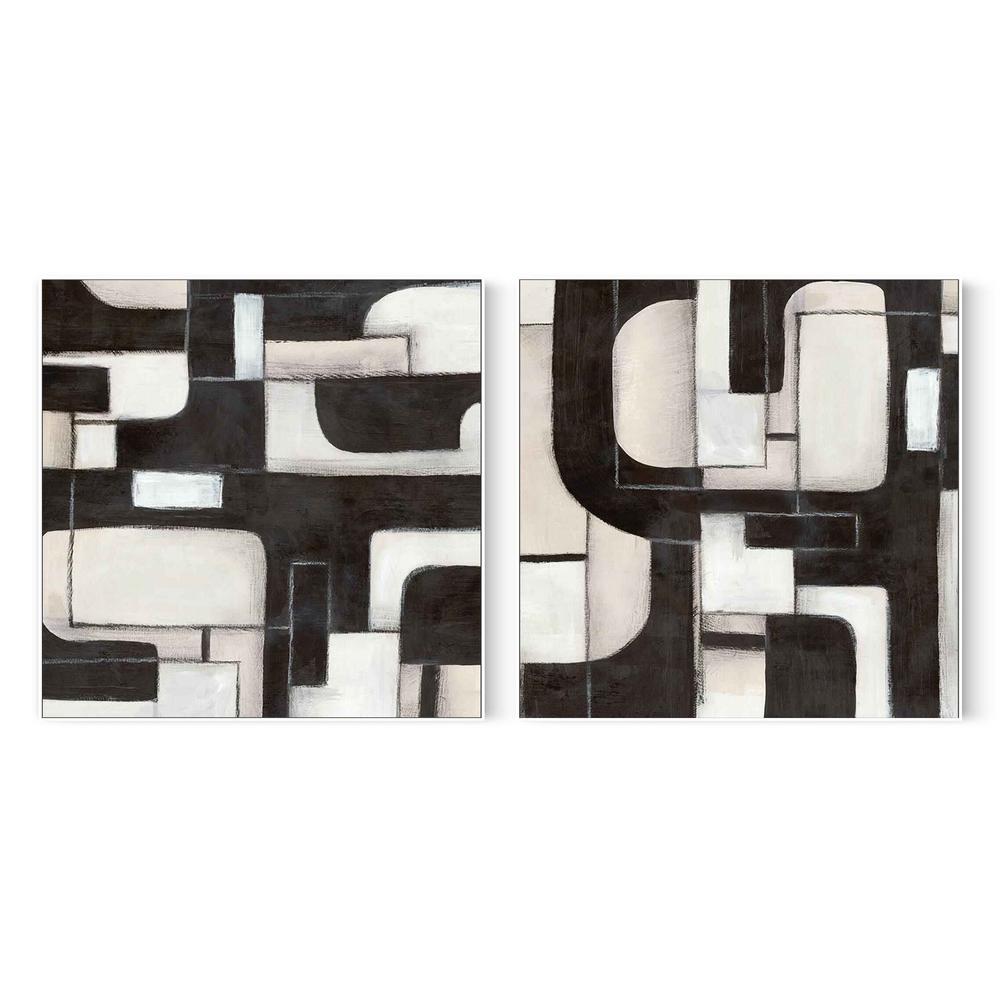 Interwoven Paths in Monochrome, Style A & B, Set Of 2-by-Emma Peal-wall-art-print-canvas-poster-framed-Gioia