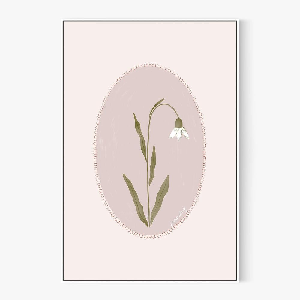 January Snowdrop Bloom-by-Menina Lisboa-wall-art-print-canvas-poster-framed-Gioia