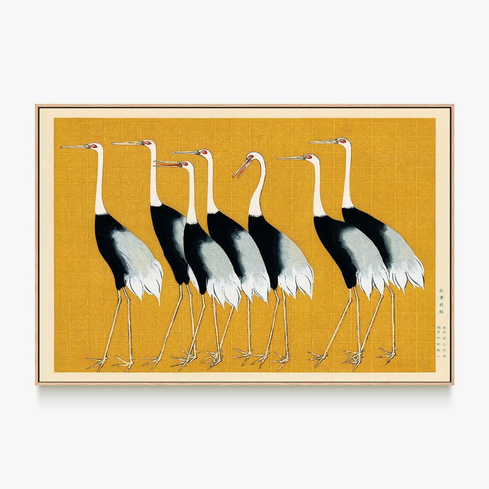 Japanese Red Crown Crane-by-Ogata Korin-wall-art-print-canvas-poster-framed-Gioia