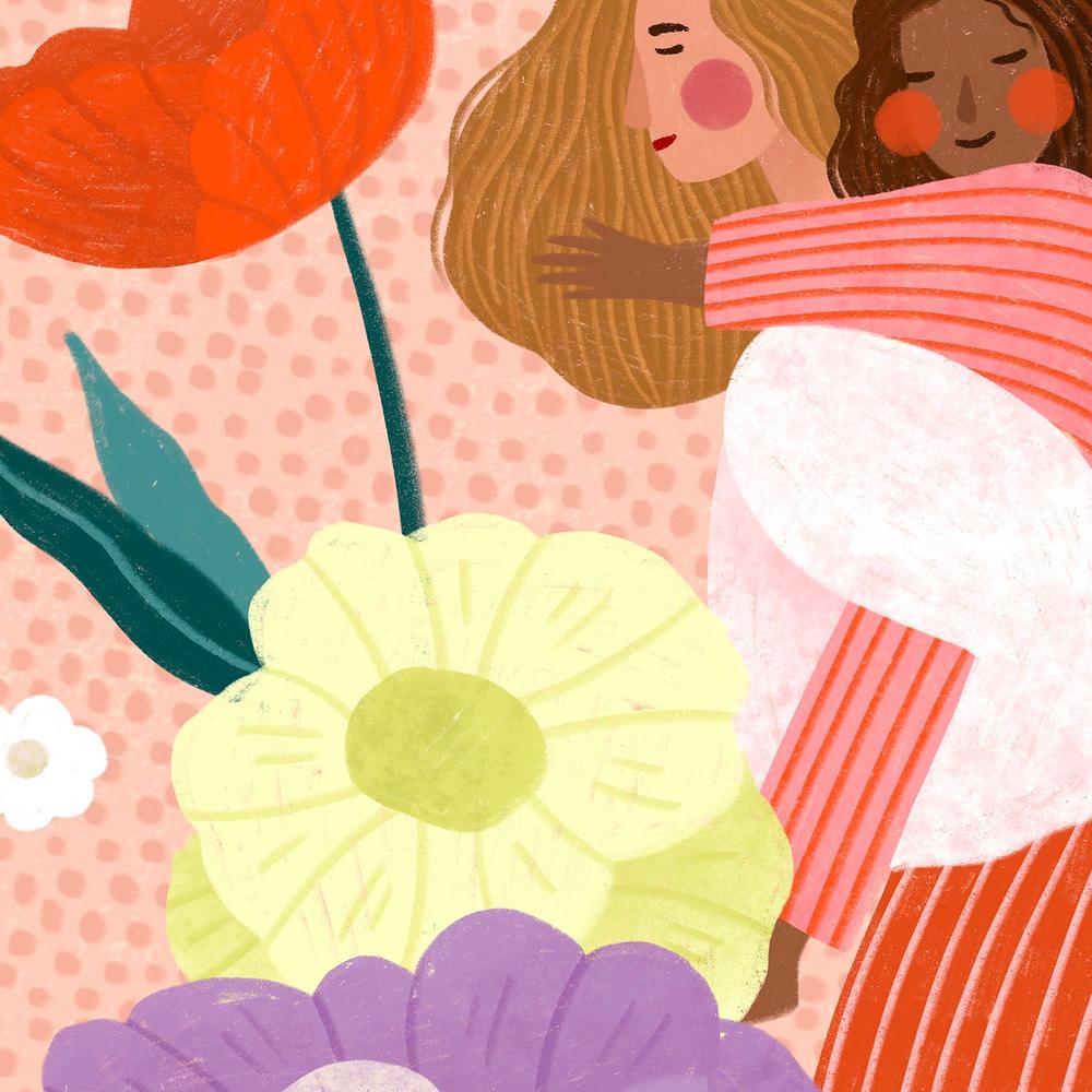 Joyful Floral Embrace-by-Bea Muller-wall-art-print-canvas-poster-framed-Gioia