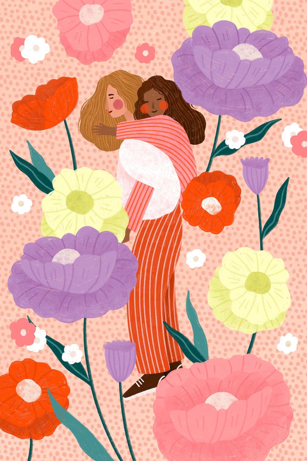 Joyful Floral Embrace-by-Bea Muller-wall-art-print-canvas-poster-framed-Gioia