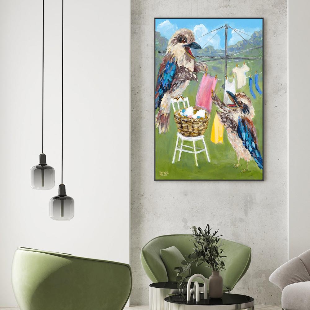 Kookaburra Clothesline-by-Meredith Howse-wall-art-print-canvas-poster-framed-Gioia
