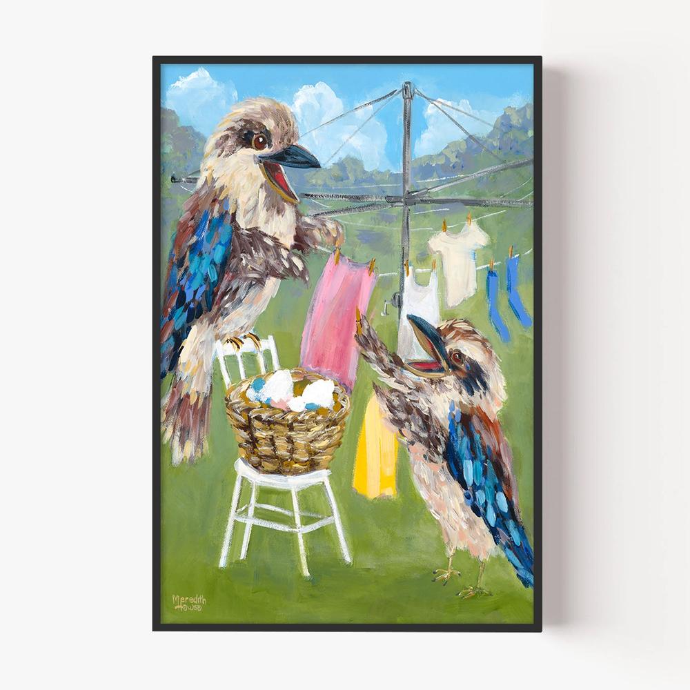 Kookaburra Clothesline-by-Meredith Howse-wall-art-print-canvas-poster-framed-Gioia