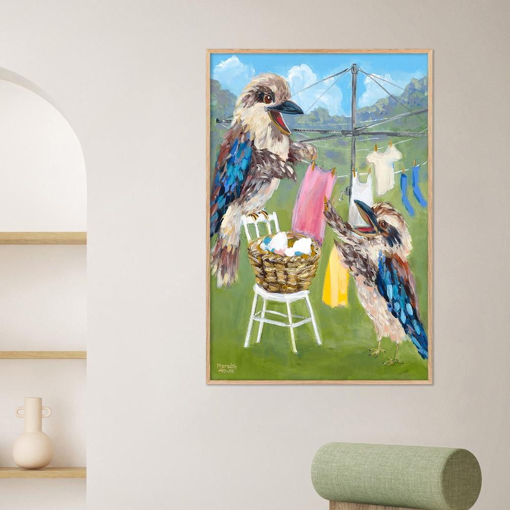 Kookaburra Clothesline-by-Meredith Howse-wall-art-print-canvas-poster-framed-Gioia