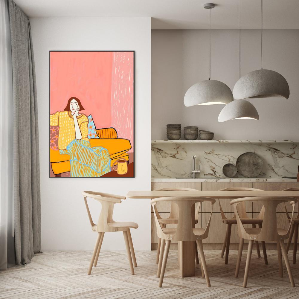 Lady With Coffee-by-Sharyn Bursic-wall-art-print-canvas-poster-framed-Gioia